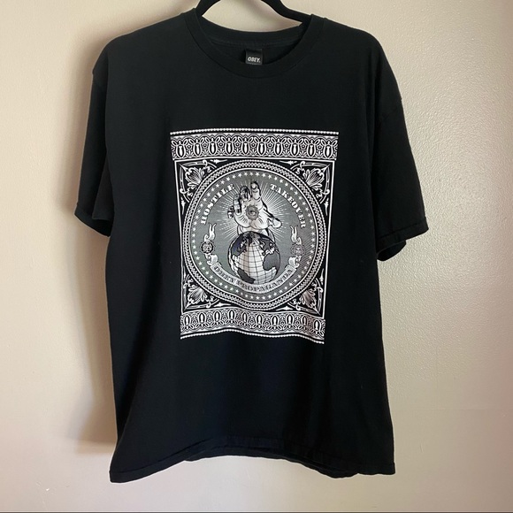 Obey Other - Obey tee in black with white graphic print, L